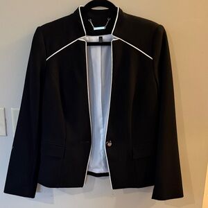 White House Black Market Women's Black Blazer with White Trim